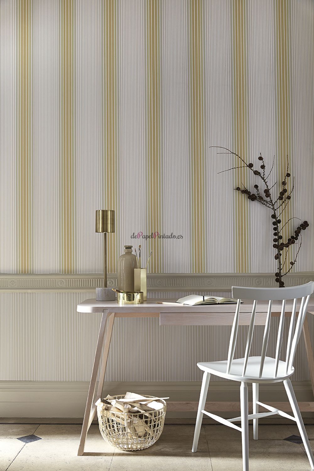 Papel Pintado LITTLE GREENE PAINTED PAPERS OMBRE STRIPE - LICHEN/DORIC-2
