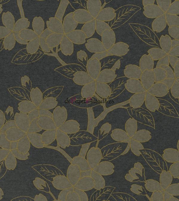 Papel Pintado LITTLE GREENE 20TH CENTURY PAPERS CAMELLIA CHARCOAL-1