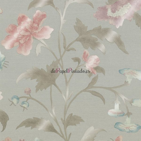 Papel Pintado LITTLE GREENE ARCHIVE TRAILS CHINA ROSE - FRENCH GREY LUSTRE-1