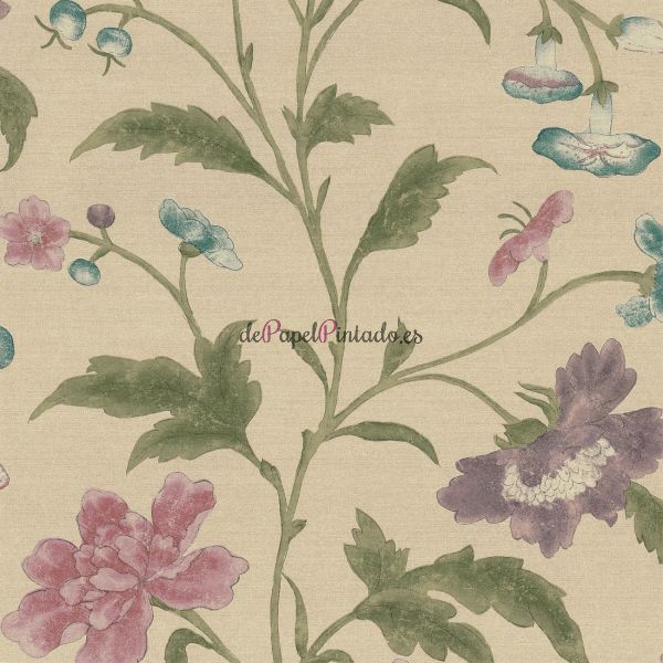 Papel Pintado LITTLE GREENE ARCHIVE TRAILS CHINA ROSE - SAGE-1