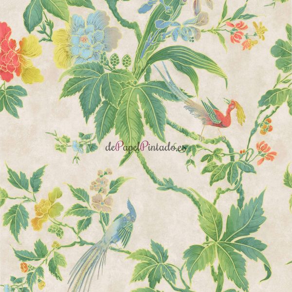 Papel Pintado LITTLE GREENE ARCHIVE TRAILS PARADISE - FEATHER-1
