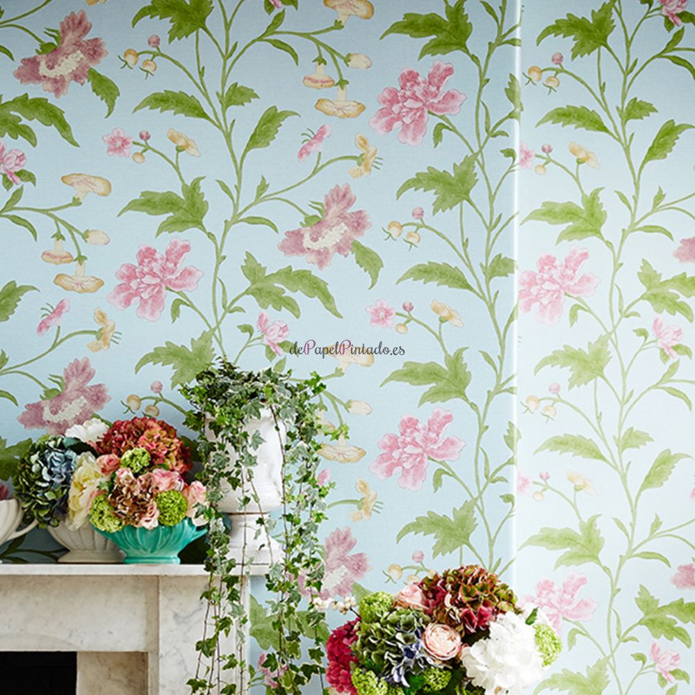 Papel Pintado LITTLE GREENE ARCHIVE TRAILS CHINA ROSE - SAGE-2