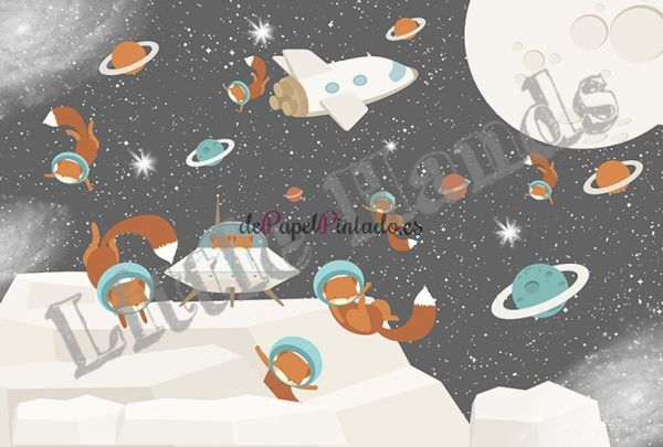 Fotomural LITTLE HANDS ANIMALS Little Foxes In Space-1