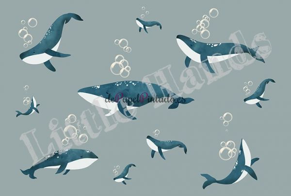 Fotomural LITTLE HANDS ANIMALS Whales I-1